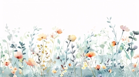 水彩风格花草植物绘画作品图片